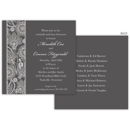 Charcoal Floral Stripe Invitations